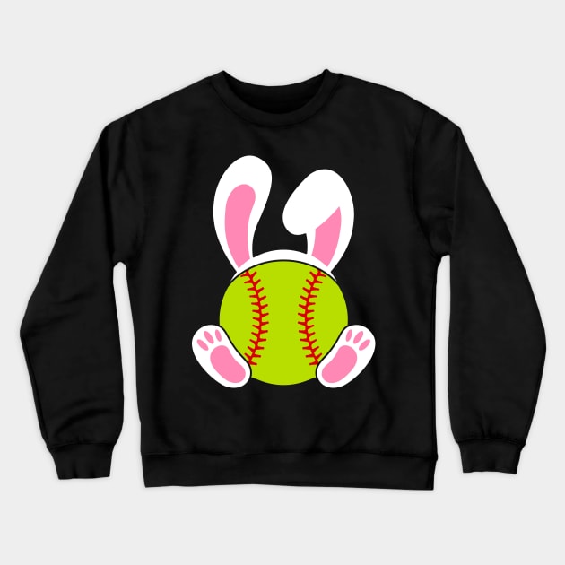 Softball Easter bunny with rabbit ears bunny feet Crewneck Sweatshirt by Hobbybox